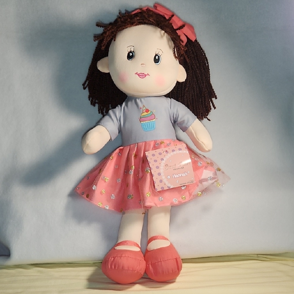Adorable LIZZY Stuffed Doll with Pink Skirt and Blue Top With GraficICE CREAM